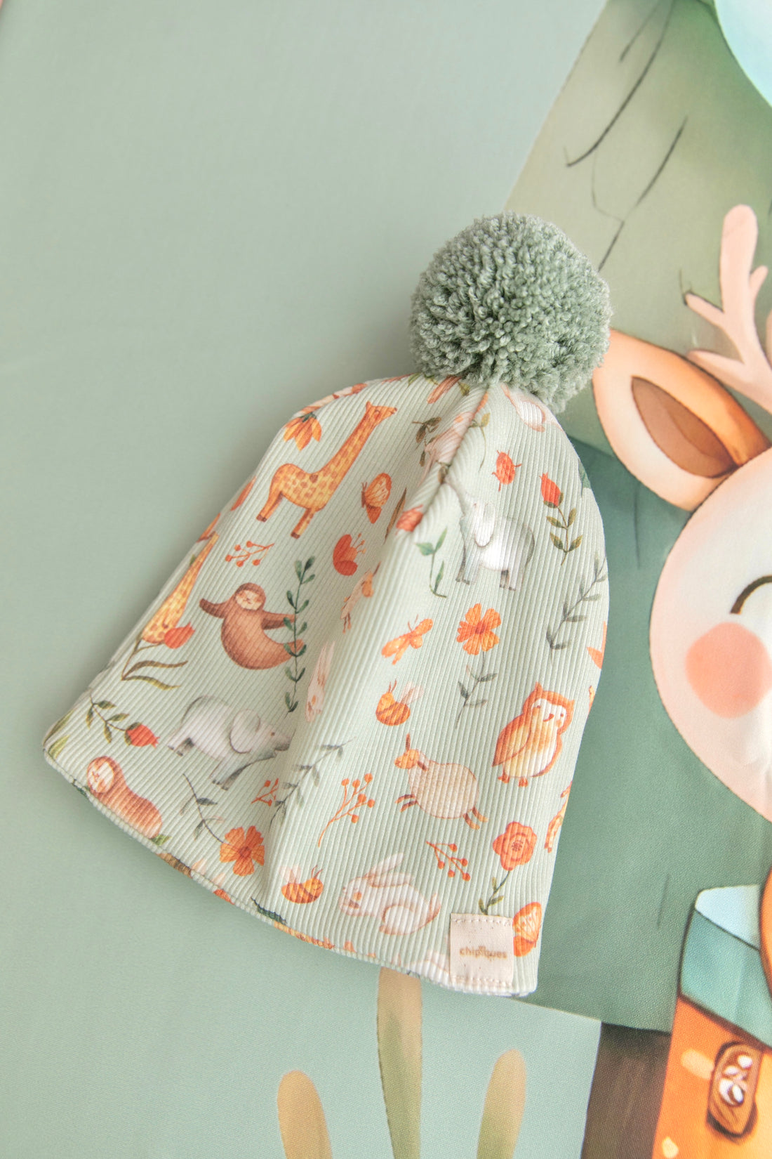 Unisex Mavi Jungle Ponpon Kalın Kaşkorse Bere