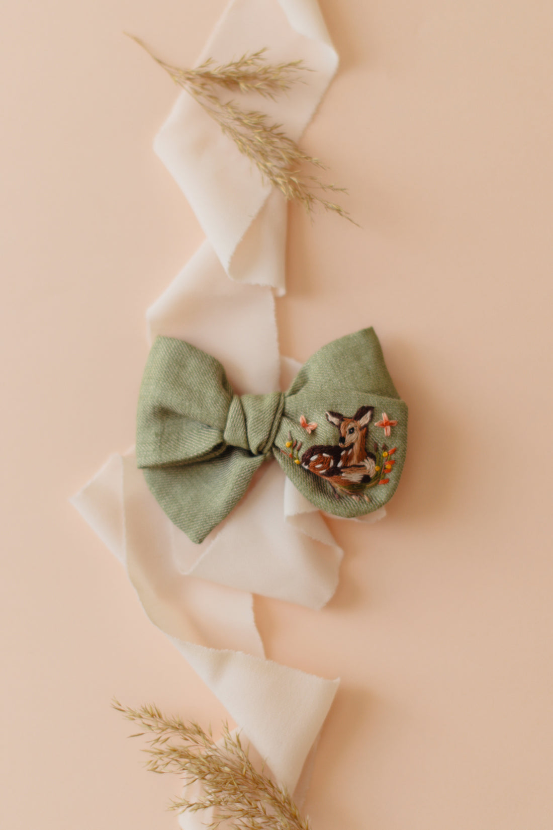 Baby Gazelle Embroidered Italian Linen Maxi Bow