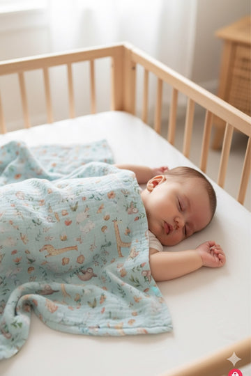 Unisex Mavi Orman 120*120 Çift Katlı Müslin Örtü