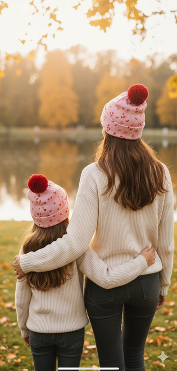 Bow Cherry Patterned Thick Camisole Beanie