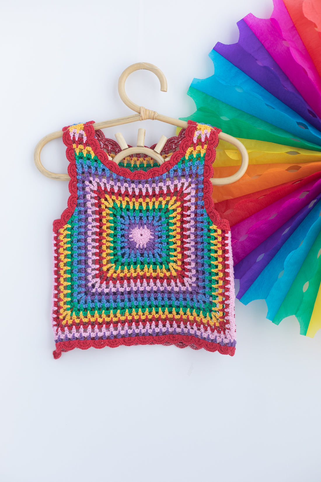 Rengarenk Crochet Kolsuz T-shirt