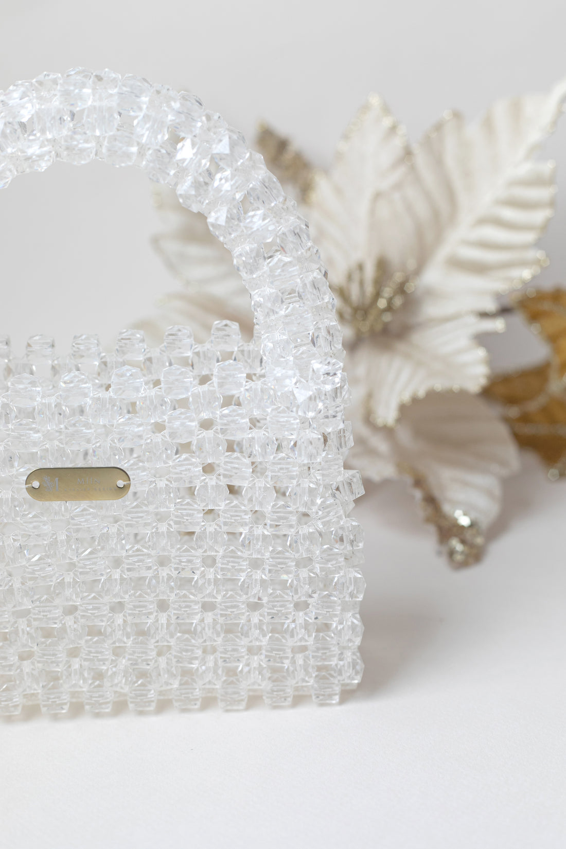 Seffaf Kristal Boncuk İşlemeli Kapaksiz Yetiskin El Çantasi