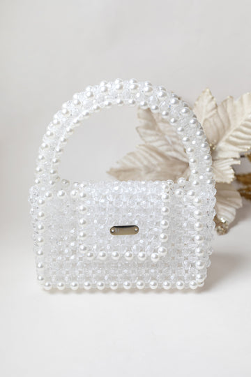 Hand Knitted Heart Motif Pastel Beaded Shoulder Bag