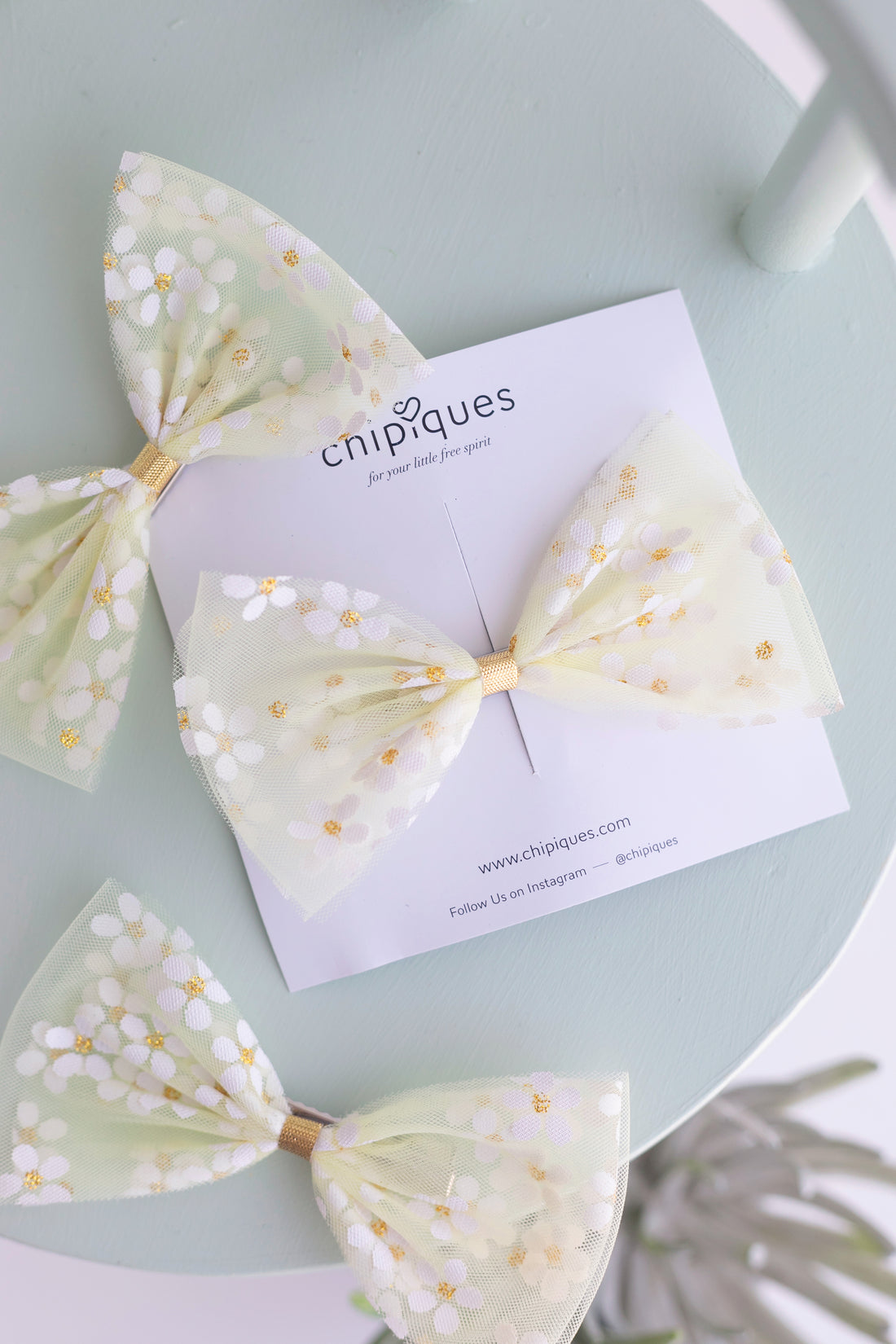 Papatya Desenli Sarı Tül Balerin Fiyonk Klips