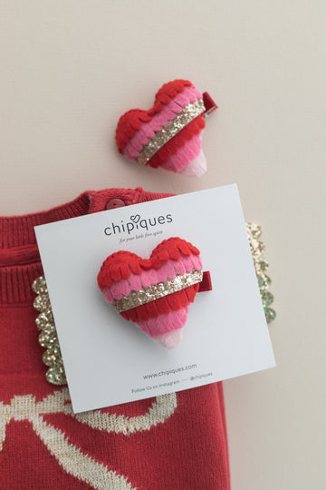 Gold Pink Red Sequined Heart Felt