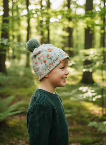 Unisex Mavi Jungle Ponpon Kalın Kaşkorse Bere