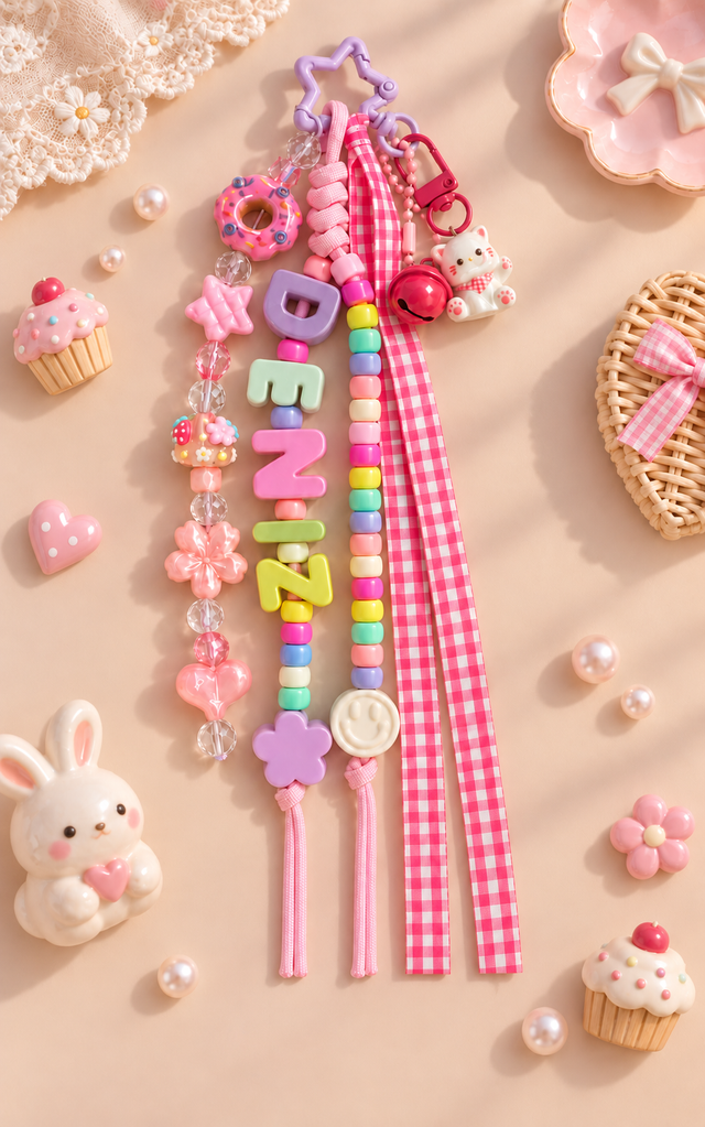 Personalised Colourful Name Charm Keyring