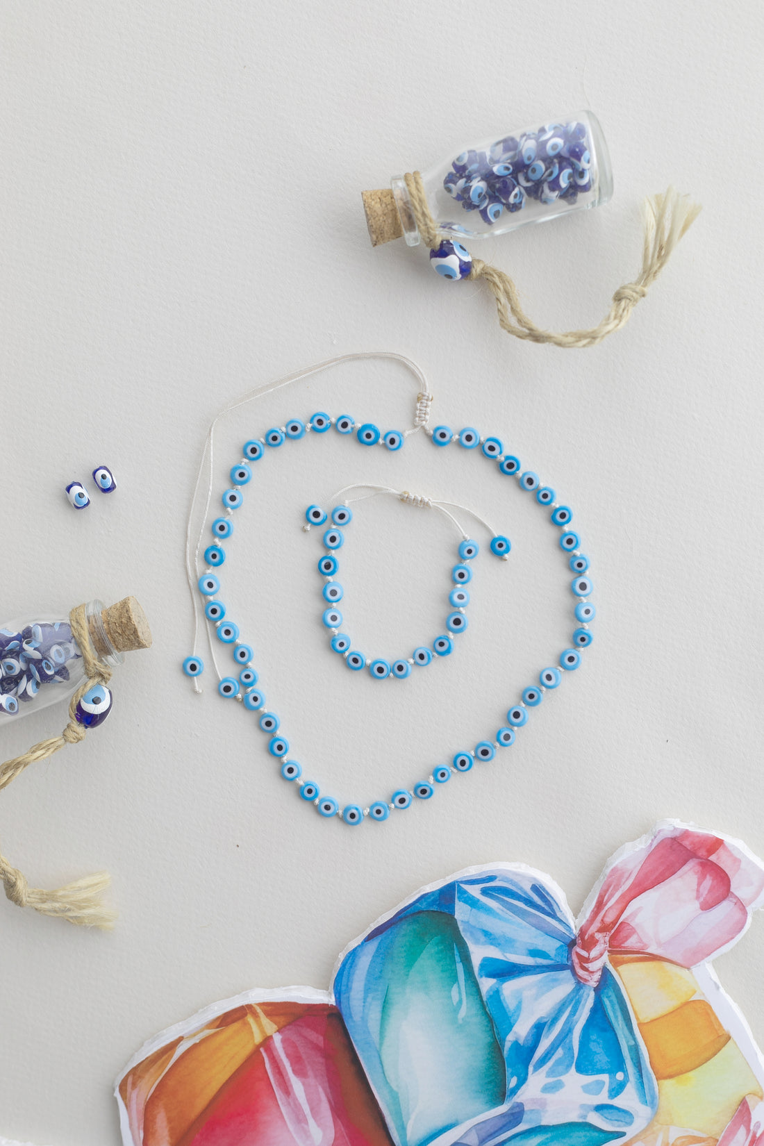 Mavi Cam Nazar Boncuklu Bileklik Set