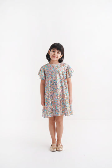 Pastel Hologram Sequined Dress with Flounce Sleeves