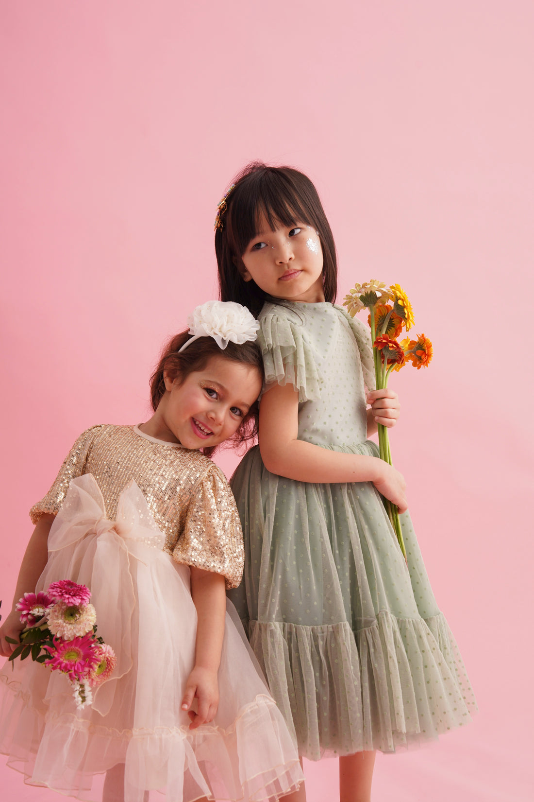 Mint Yesil Puantiyeli Firfir Kollu Likra Tulden Elbise