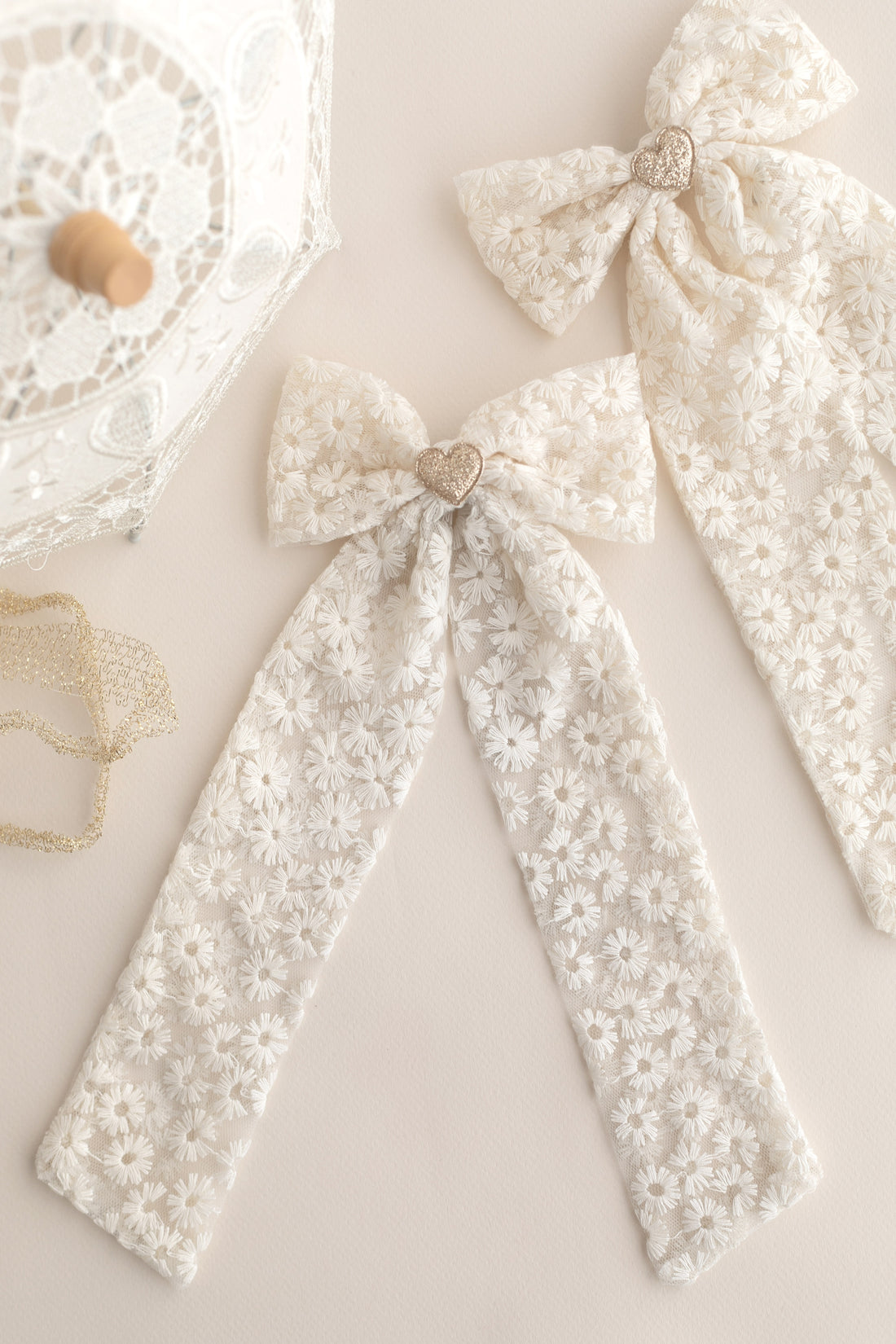 Mini Cicek Nakisli Ekru Dantel Tul Kuyruklu Uzun Balerin Klips Toka