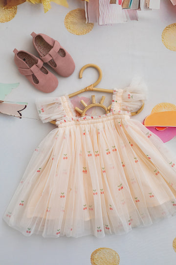 Daisy Motif Scallop Collar Linen Dress