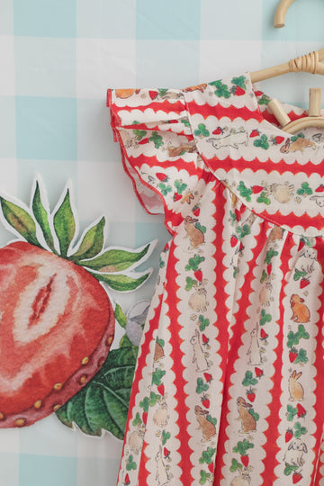 Daisy Motif Scallop Collar Linen Dress