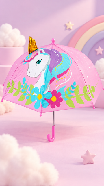 Renkli Unicorn Temalı Şemsiye