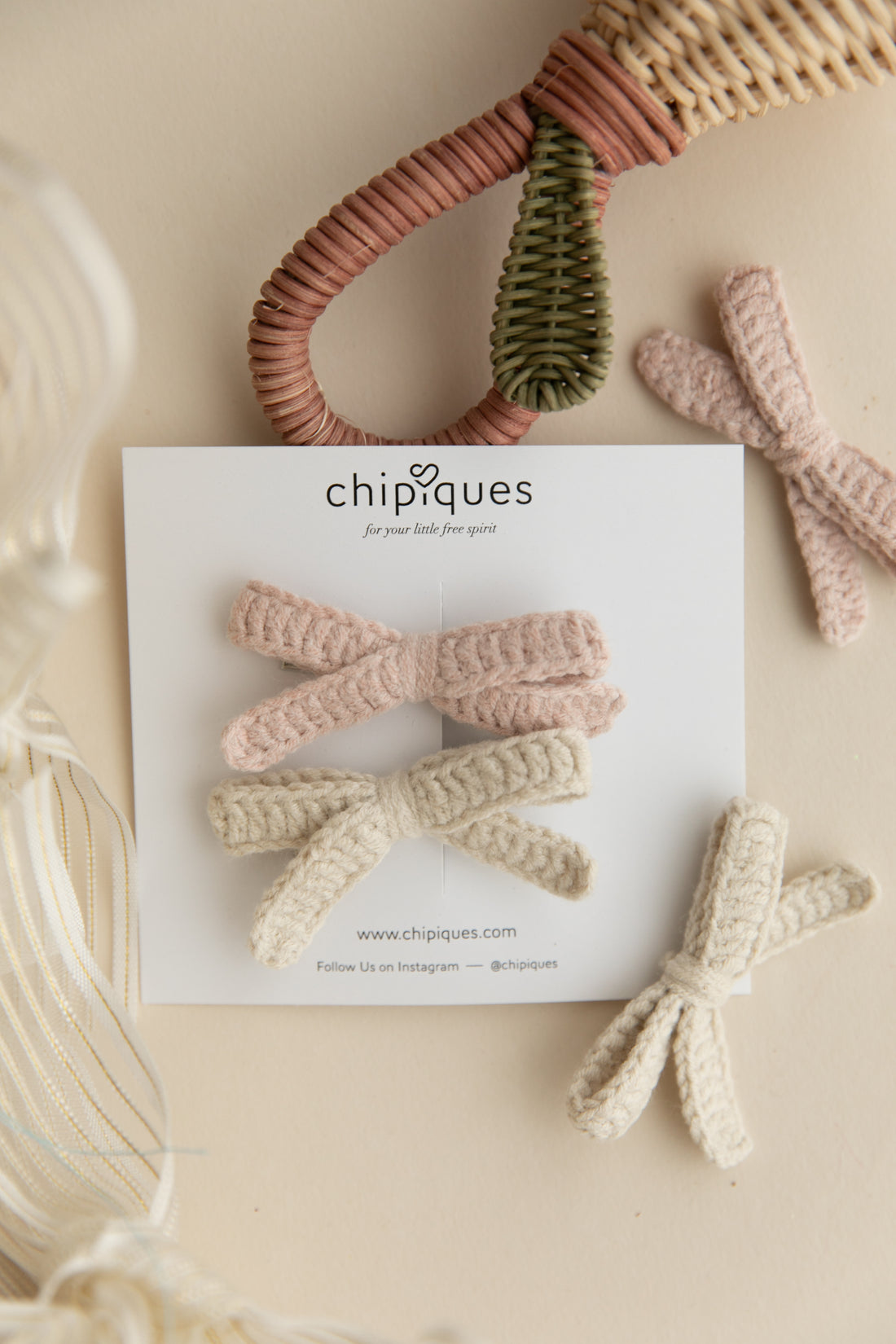 Matching 2-Pack Pastel Crochet Ballerina Bow for Babies