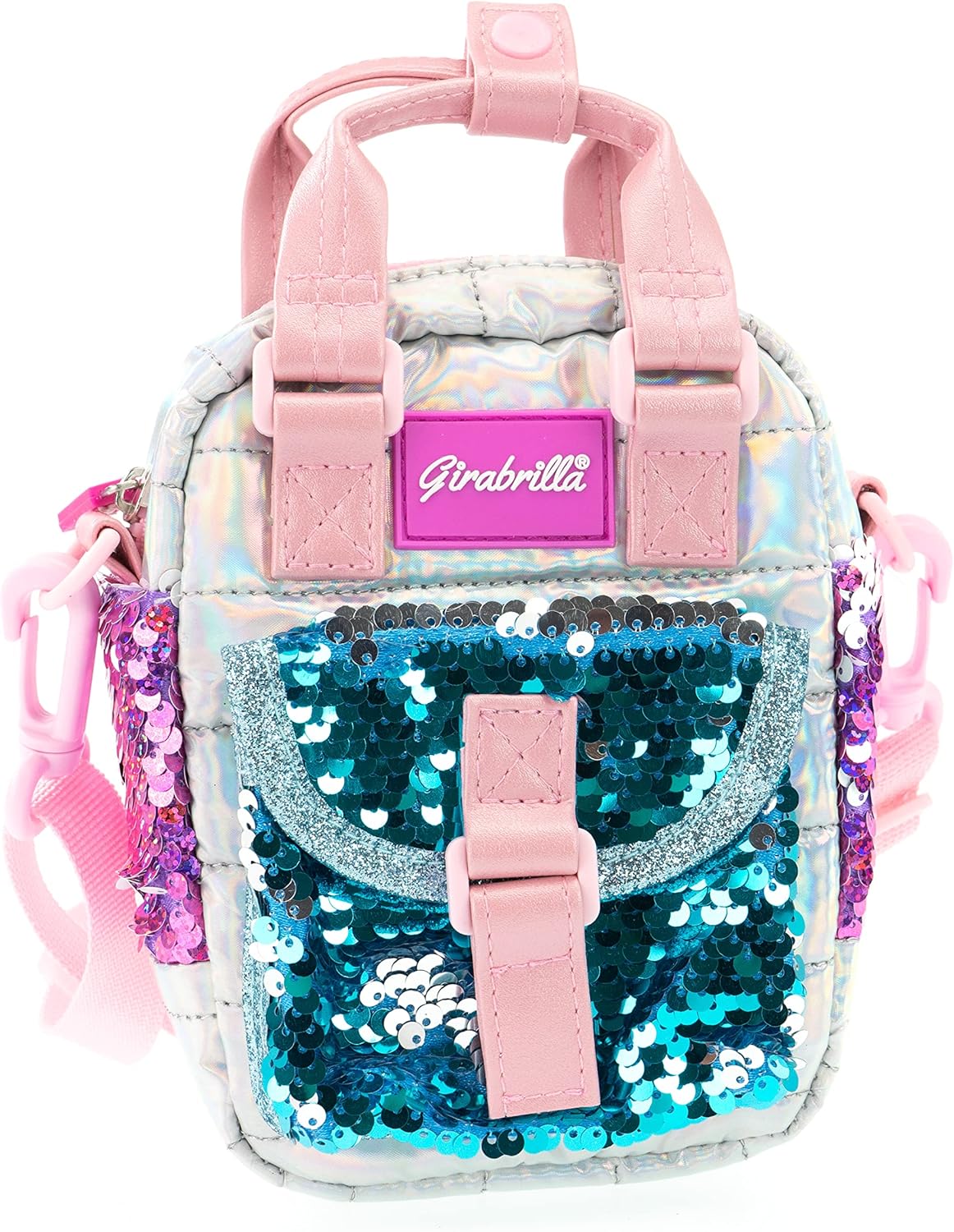 Girabrilla Hologram Sequined Tweed Fabric Luggage Shoulder Bag