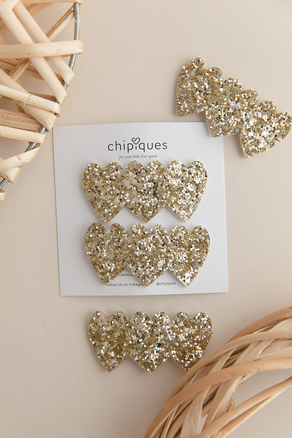 Set of 2 Gold Glitter Snap Buckles