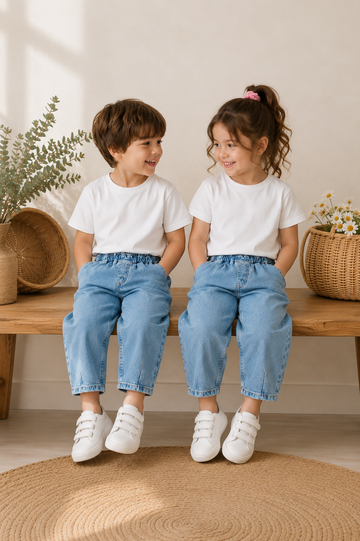 Unisex Buz Mavisi Balon Jean Pantolon