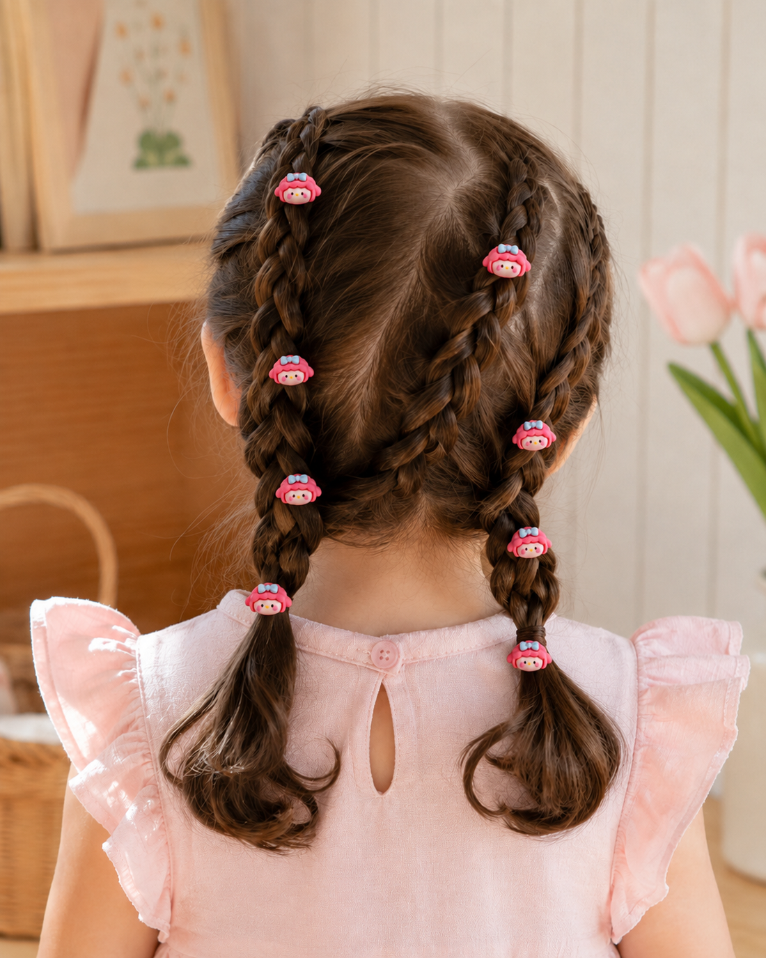 2'li Sevimli Kawaii Kız Figürlü Minik Saç Küpeleri