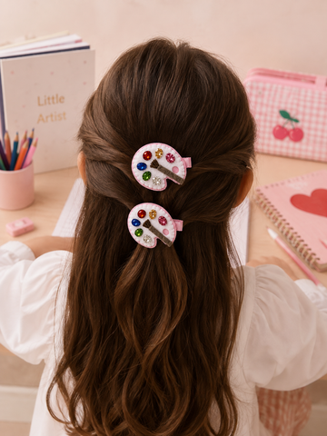 Mini Ressam Paleti Keçe Çocuk Pens Saç Tokası