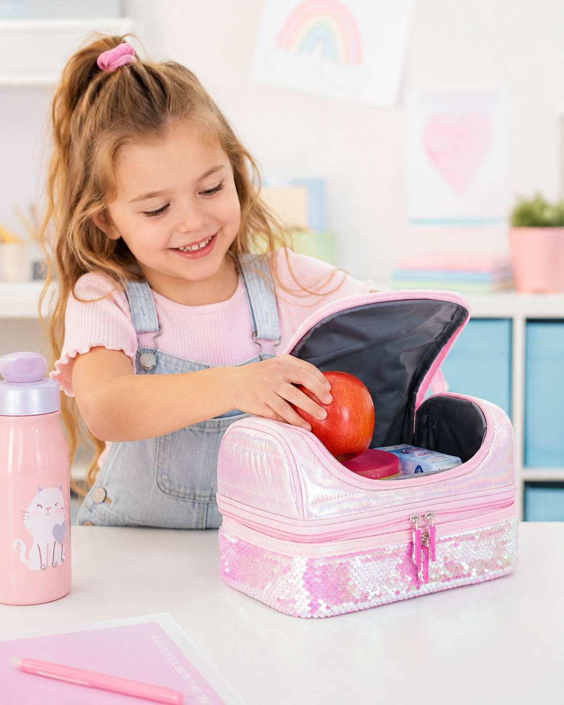 Girabrilla Payetli Lunch Box - Açık  Pembe