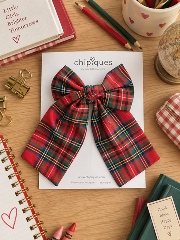 Red Plaid Ballerina Bow Clip