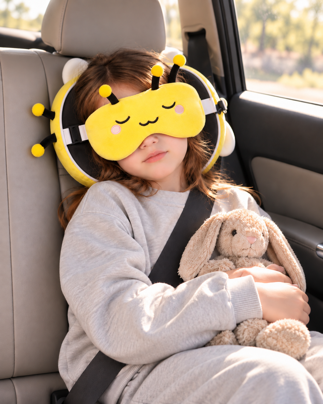 Relaxeazzz Unisex Seyahat Yastığı ve Göz Maskesi-Adorabugs Bee
