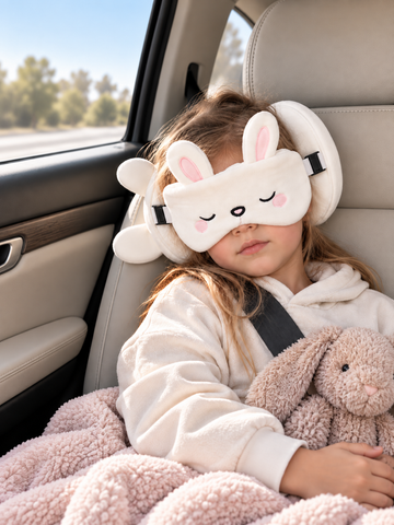 Relaxeazzz Adoramals Frances The Rabbit Plush Travel Pillow & Eye Mask