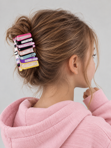 Renkli Kitap Figürlü Büyük Kemik Mandal Toka