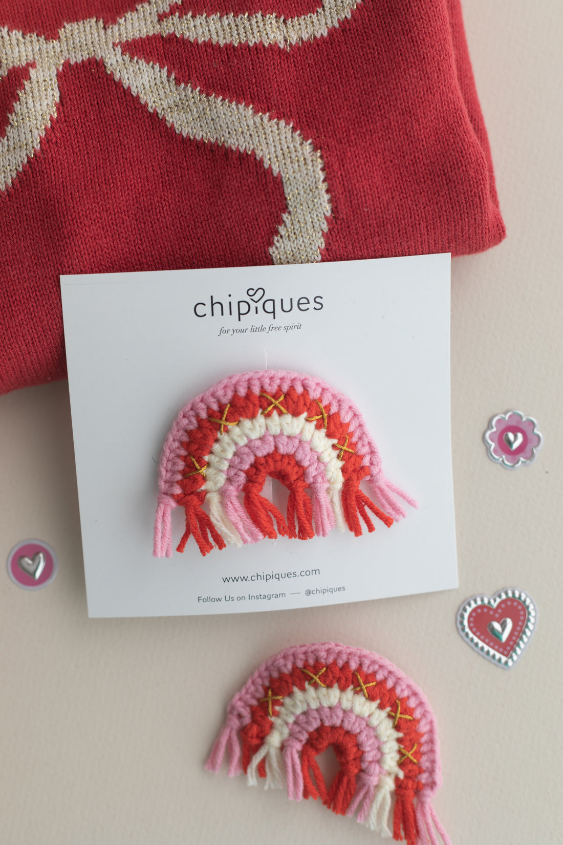 Crochet Pink Rainbow Snap Buckle