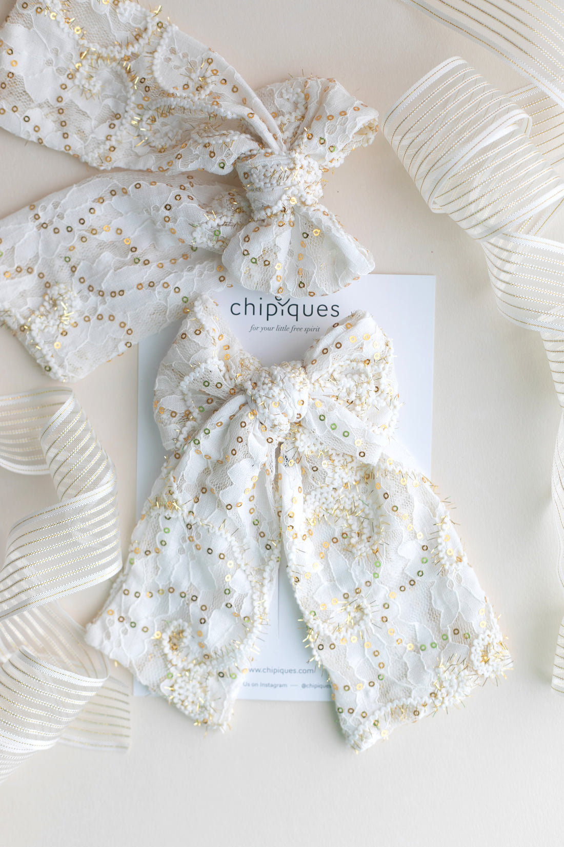 Mini Gold Sequin Embroidered Knotted Ballerina Automatic Clip