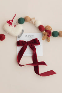 Burgundy Velvet Ballerina Bow Clip