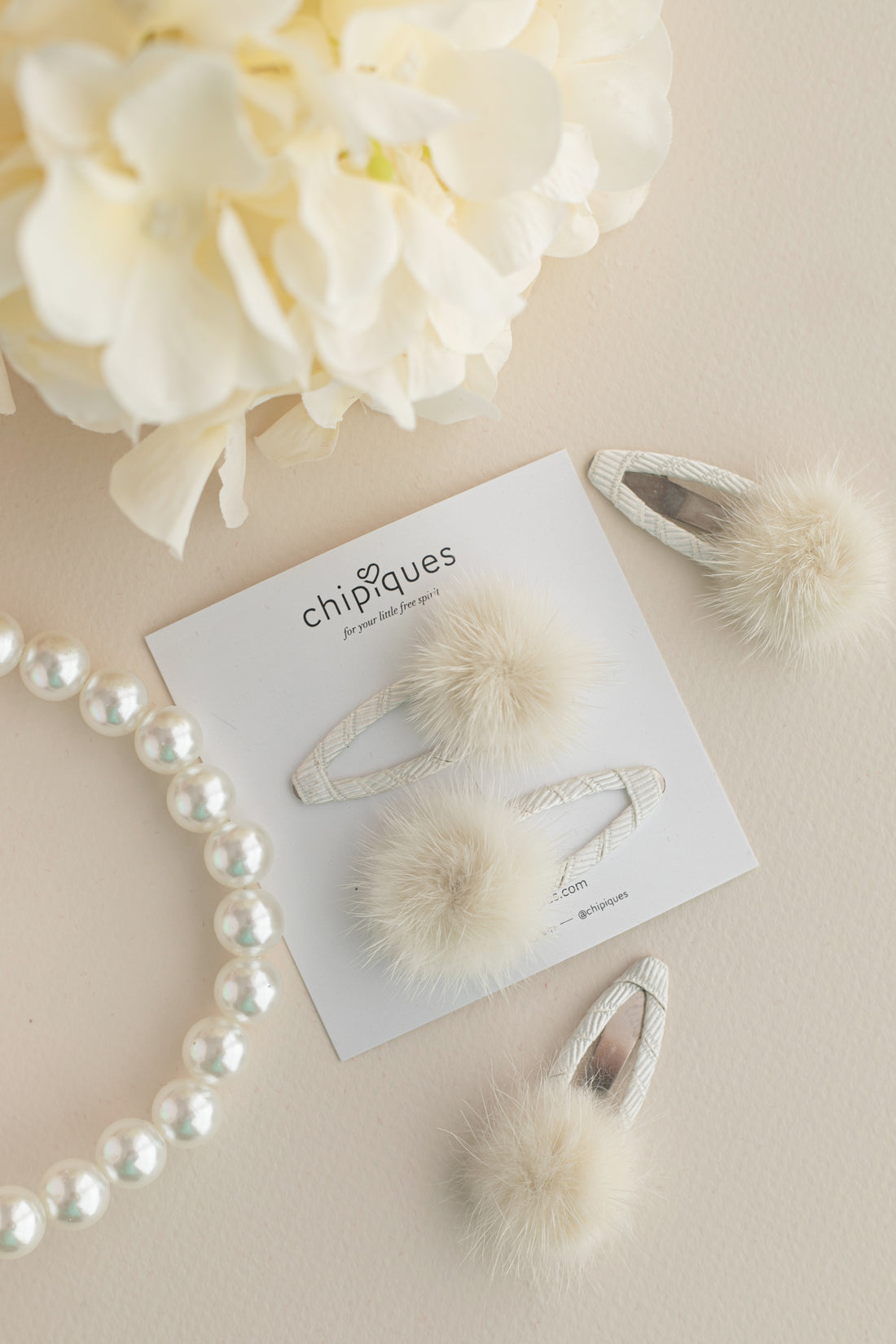 2 Pack Ecru Pompom Snap Buckle