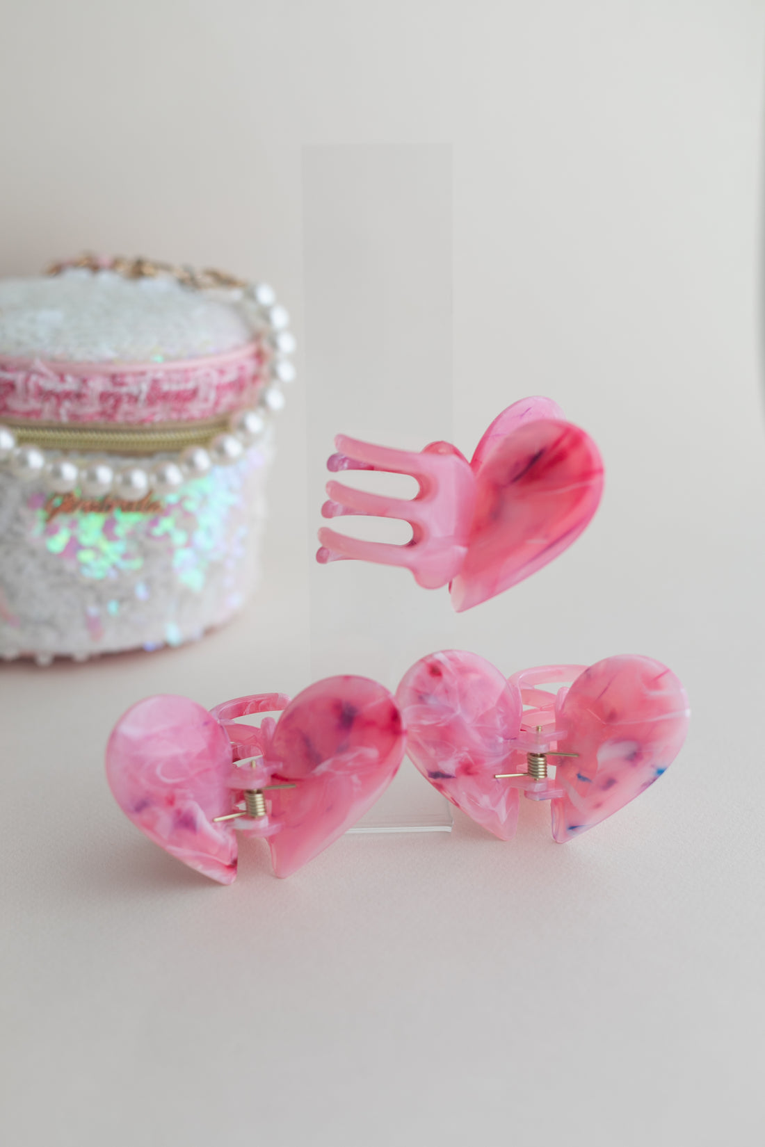 Heart Figured Pink Bone Latch Buckle