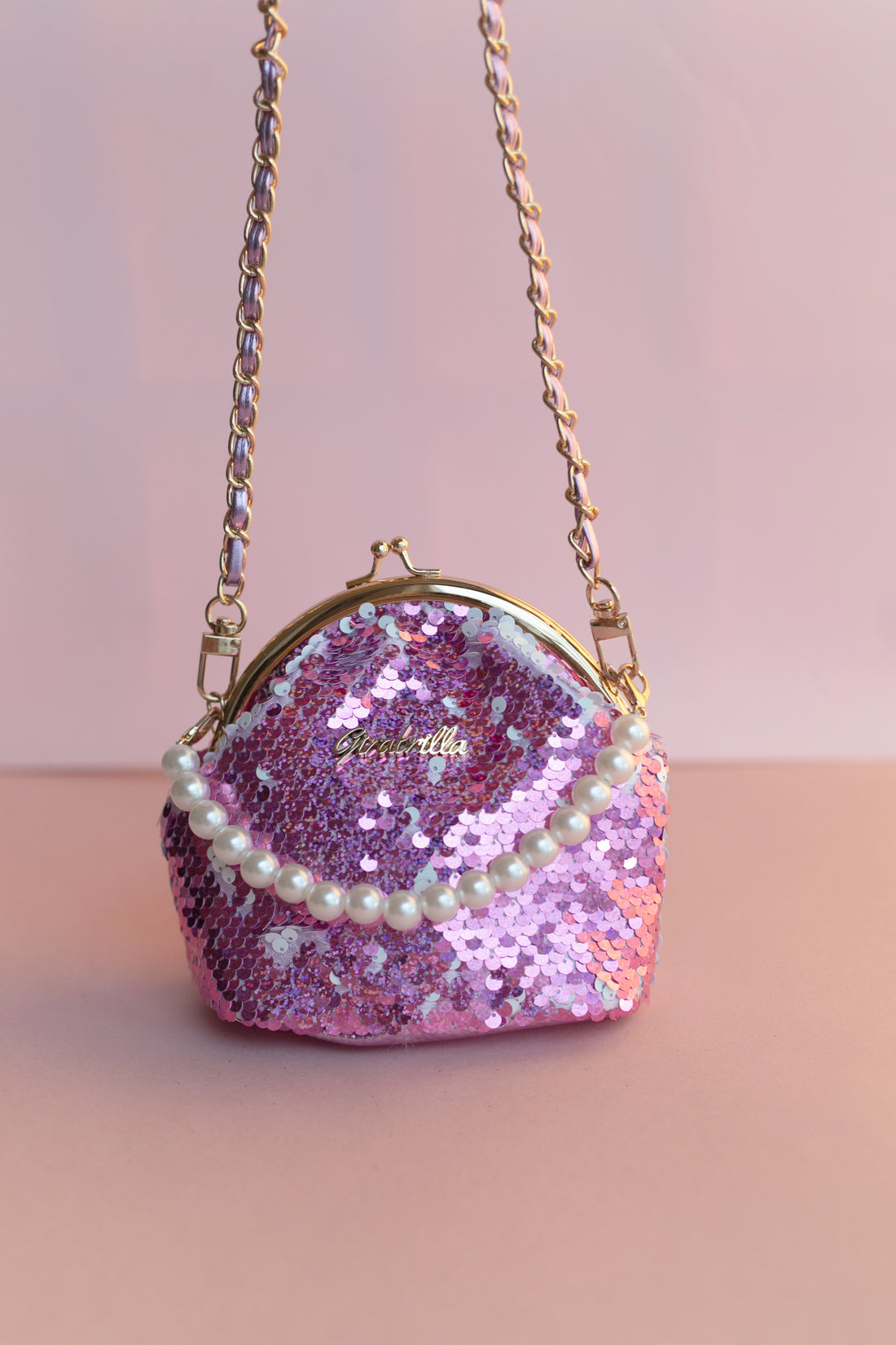 Girabrilla Purple Sequined Clip Shoulder Bag