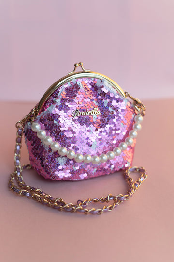 Girabrilla Purple Sequined Clip Shoulder Bag