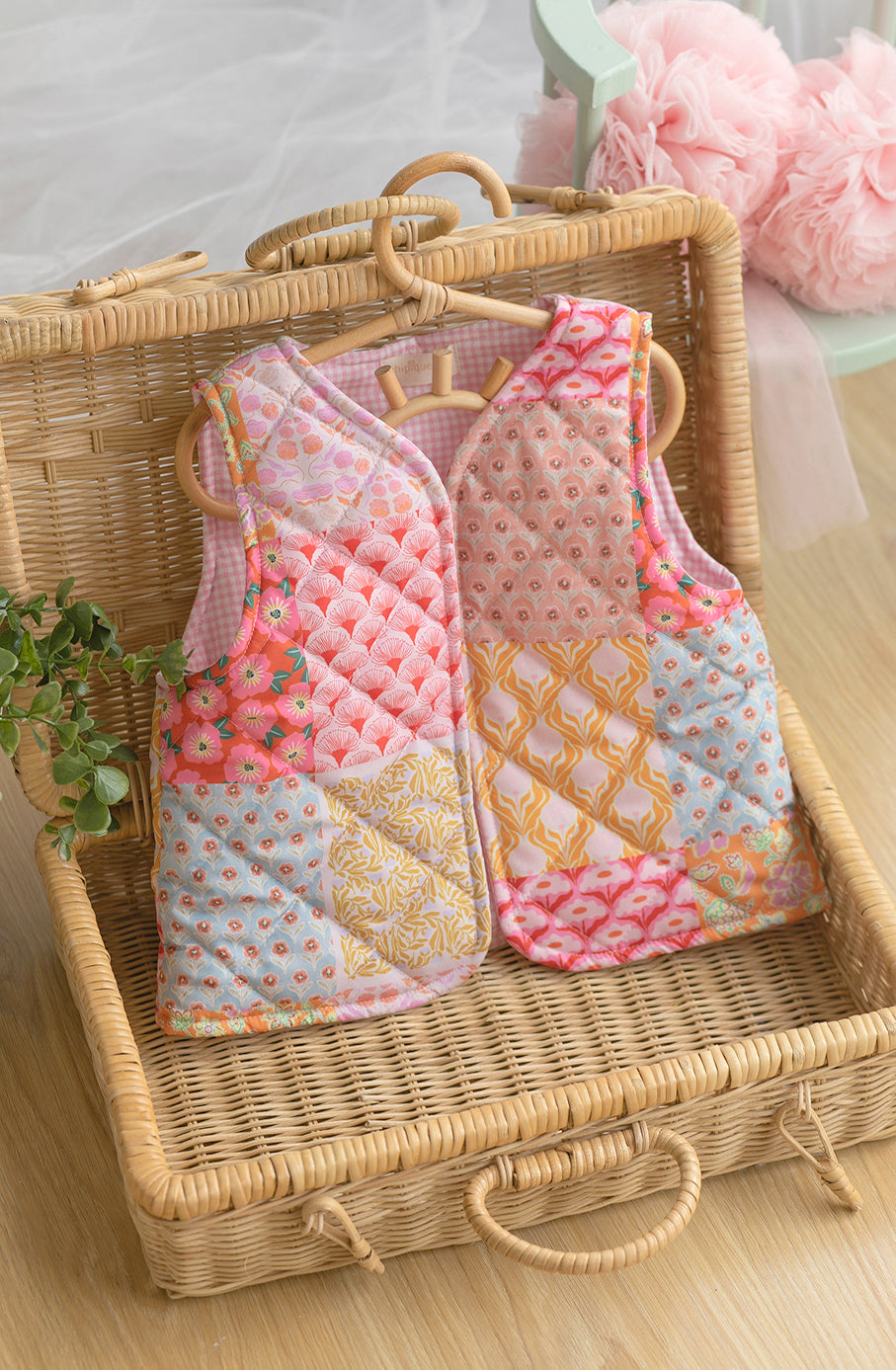 Patchwork Printed Fluffy Quilted Vest