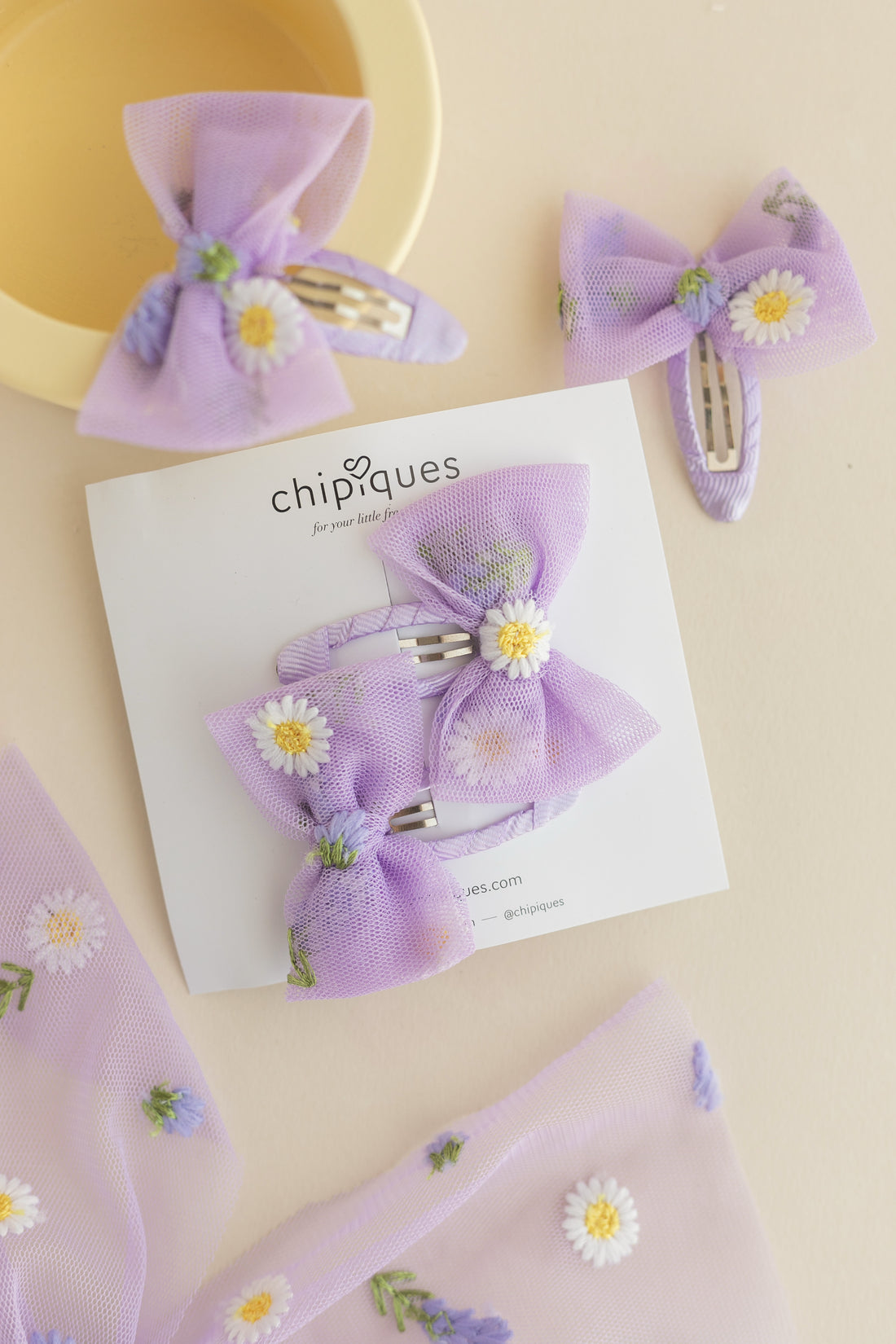 Powder Mini Polka Dot Tulle Ballerina Bow Clip