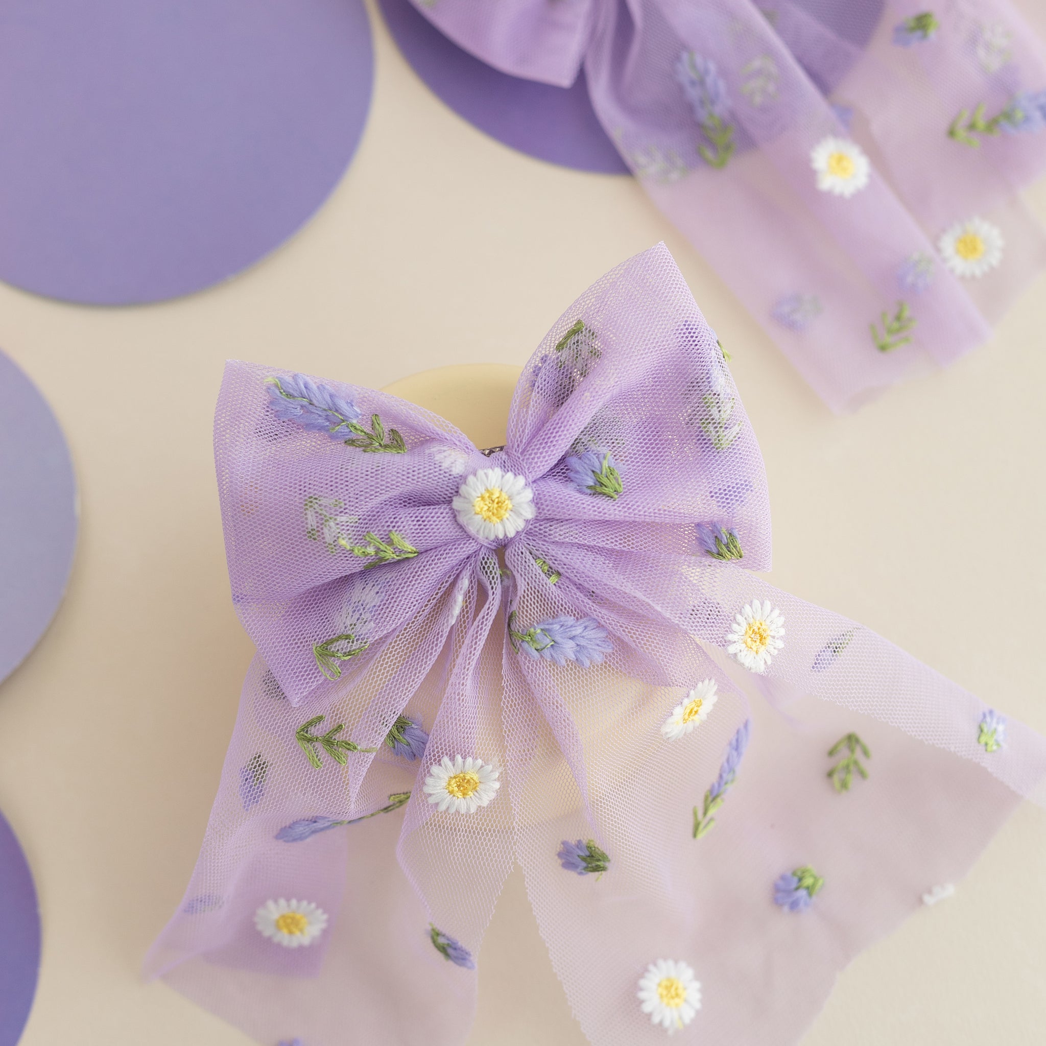 Powder Mini Polka Dot Tulle Ballerina Bow Clip