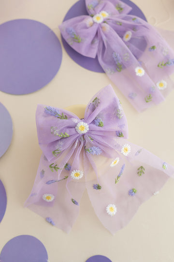 Powder Mini Polka Dot Tulle Ballerina Bow Clip