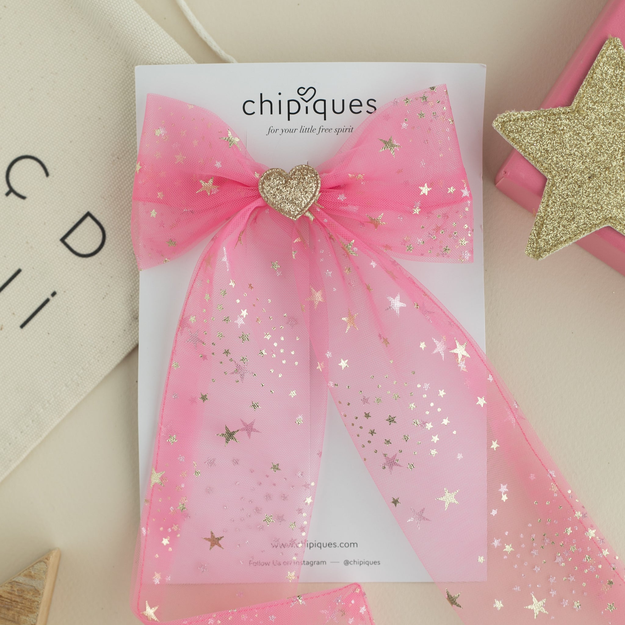 Yıldızı Gold Varak Baskılı Şeker Pembe Uzun Balerin Fiyonk