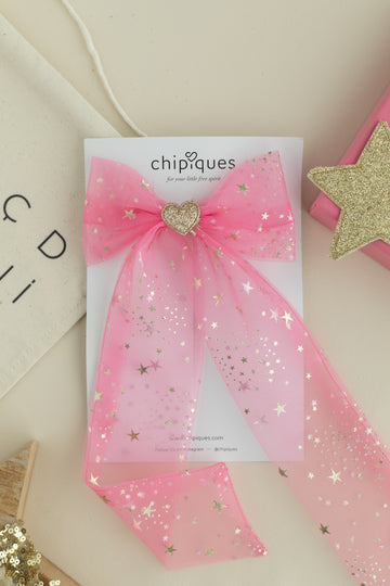 Yıldızı Gold Varak Baskılı Şeker Pembe Uzun Balerin Fiyonk