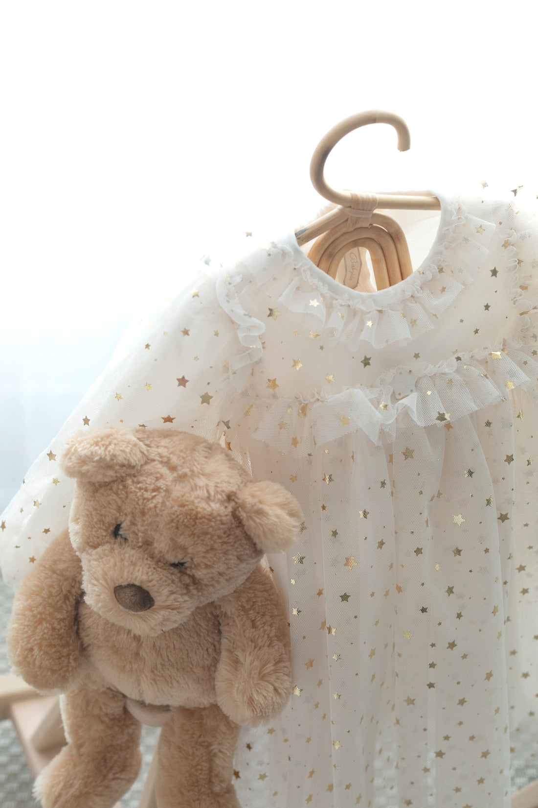 Gold Star Printed Ruffle Tulle Dress