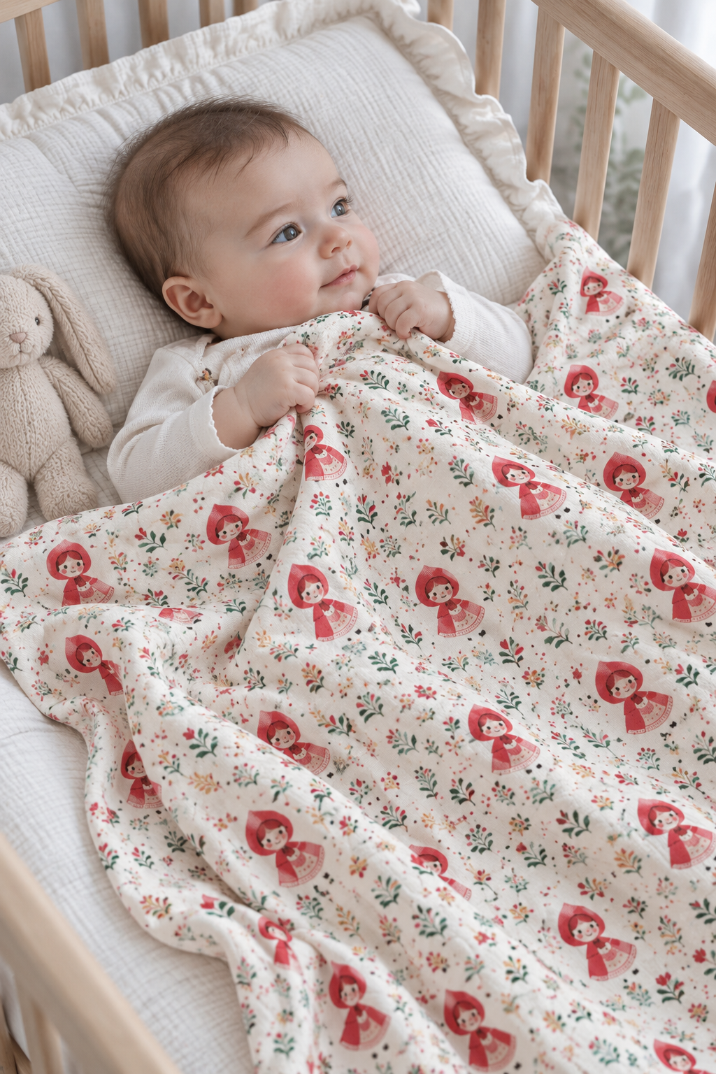 Mini Pastel Floral Print Muslin Blanket - With Free Muslin Cloth
