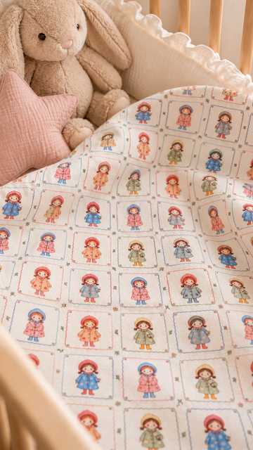 Mini Pastel Floral Print Muslin Blanket - With Free Muslin Cloth