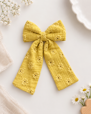 Butterfly Gold Embroidered Tulle Bow Clip