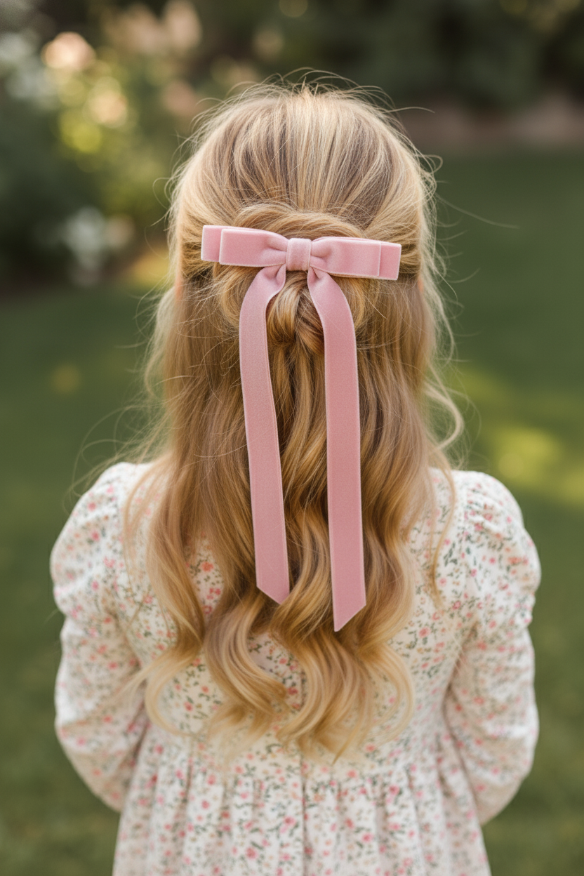 Candy Pink Velvet Ballerina Bow Clip