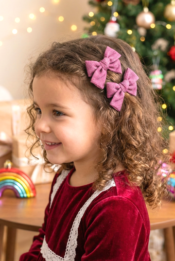 Mor Işıltılı Klasik Balerin Fiyonk Klips Toka – 2'li Set