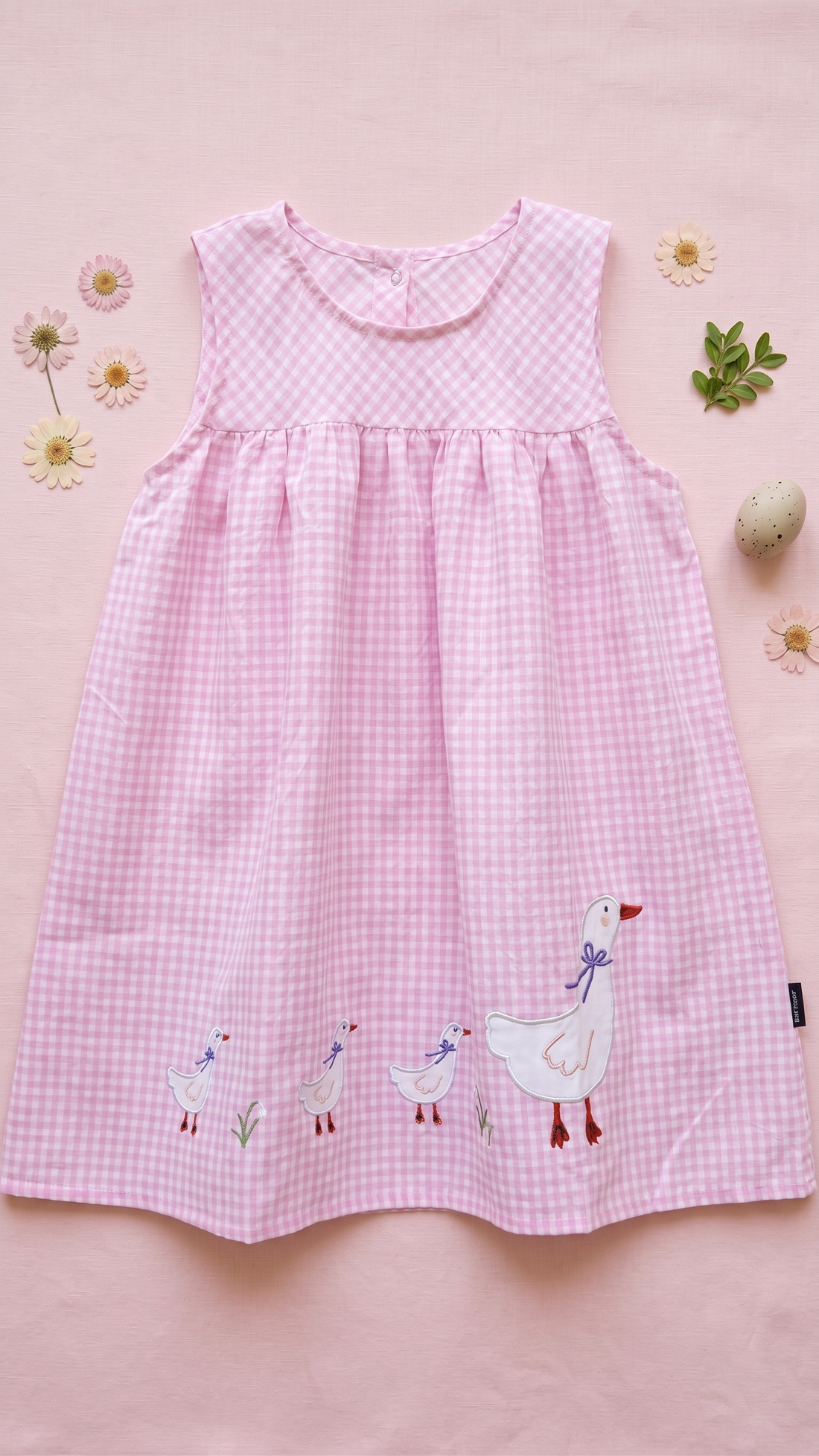 Daisy Motif Scallop Collar Linen Dress