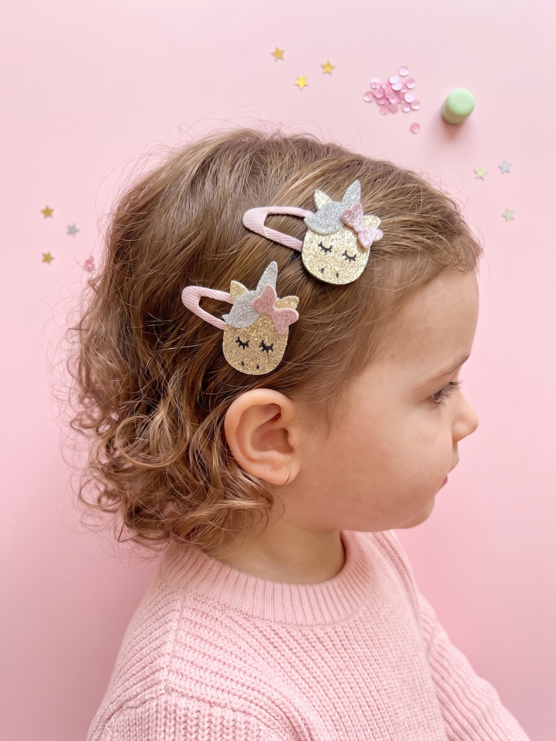 2’li Simli Unicorn Figürlü Kız Çocuk Saç Tokası